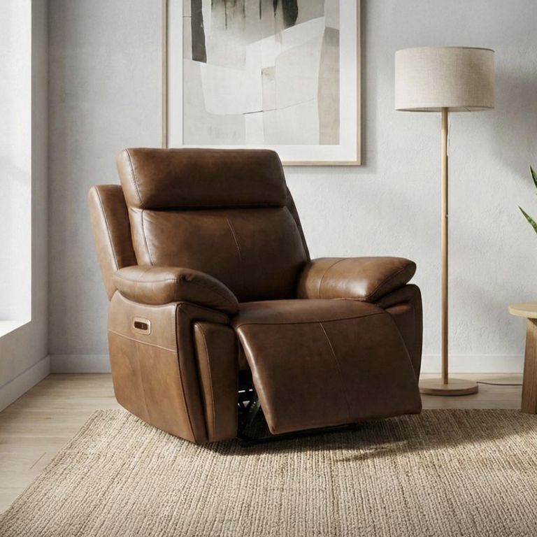 Ashby Electric Recliner Armchair - Tan - Leather