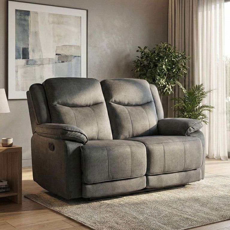 Clayton Recliner Sofa - 2 Seater - Grey - Fabric