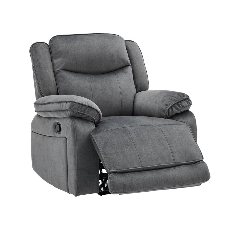 Clayton Glider Recliner Armchair - Grey - Fabric