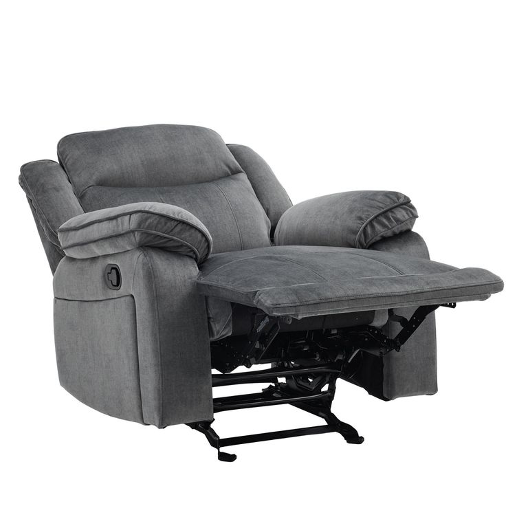 Clayton Glider Recliner Armchair - Grey - Fabric
