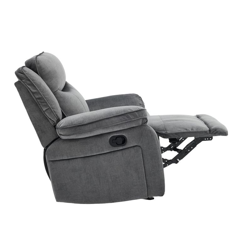 Clayton Glider Recliner Armchair - Grey - Fabric