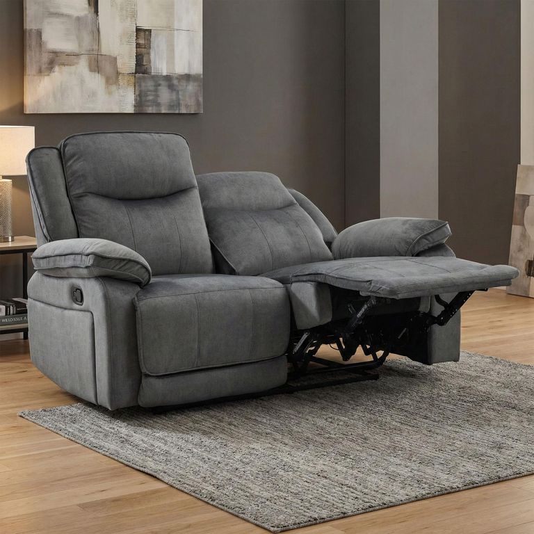 Clayton Recliner Sofa - 2 Seater - Grey - Fabric