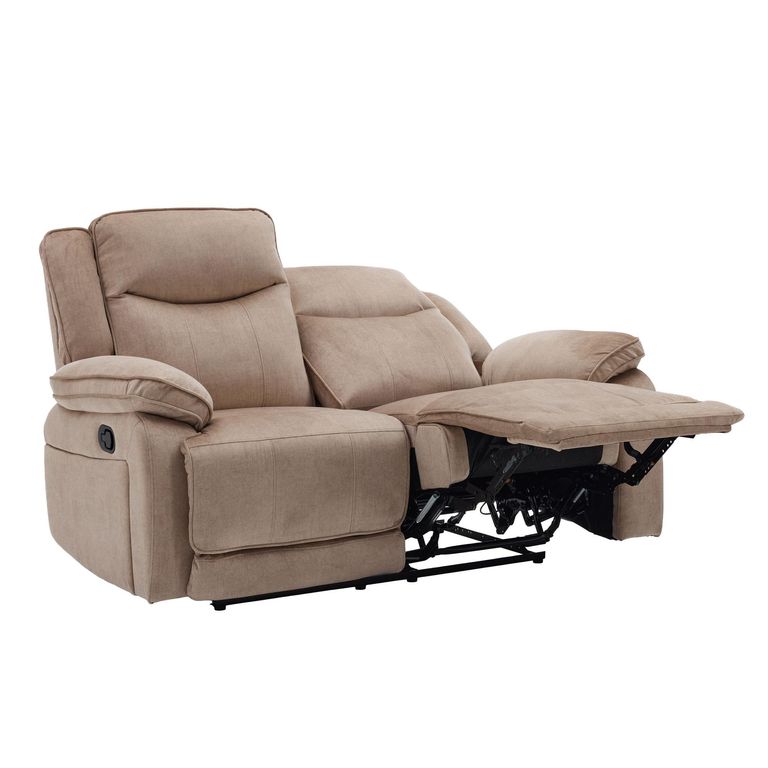 Clayton Recliner Sofa - 2 Seater - Light Brown - Fabric