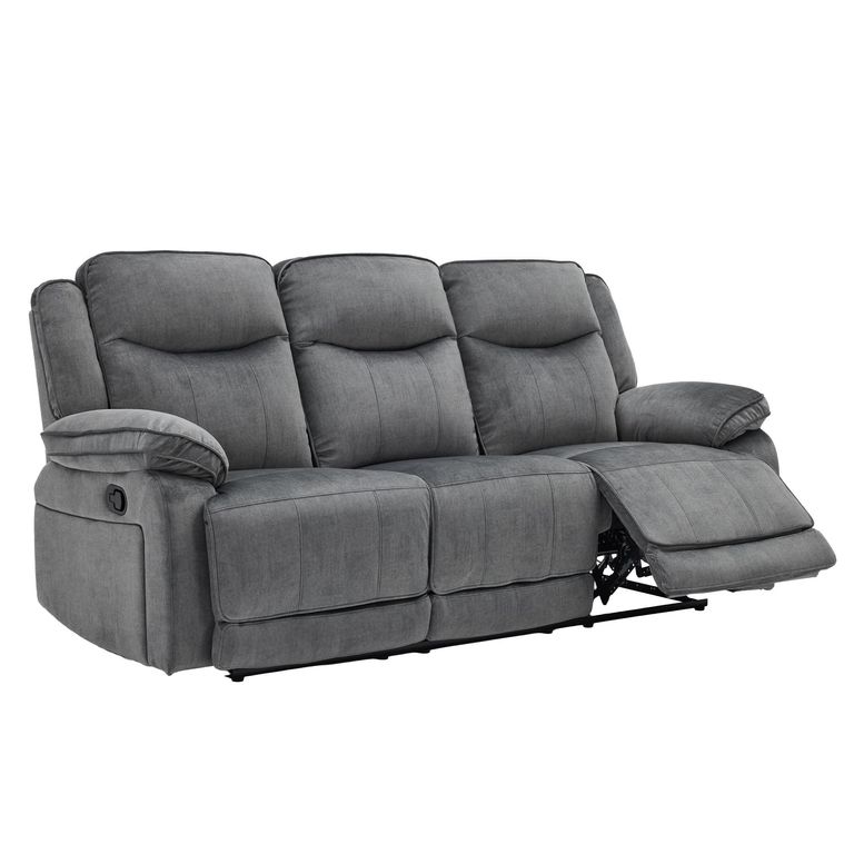 Clayton Recliner Sofa - 3 Seater - Grey - Fabric
