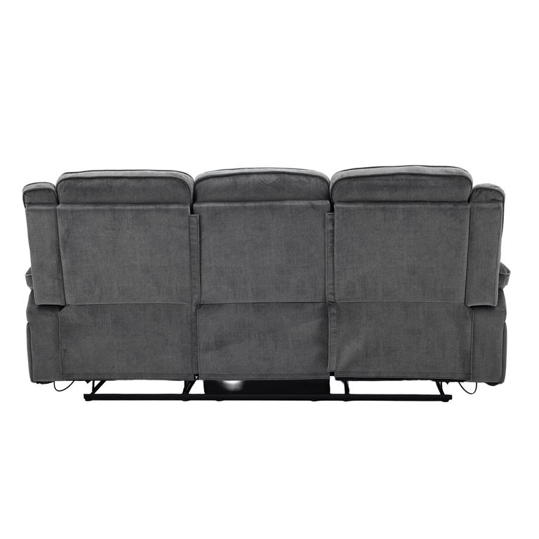 Clayton Recliner Sofa - 3 Seater - Grey - Fabric