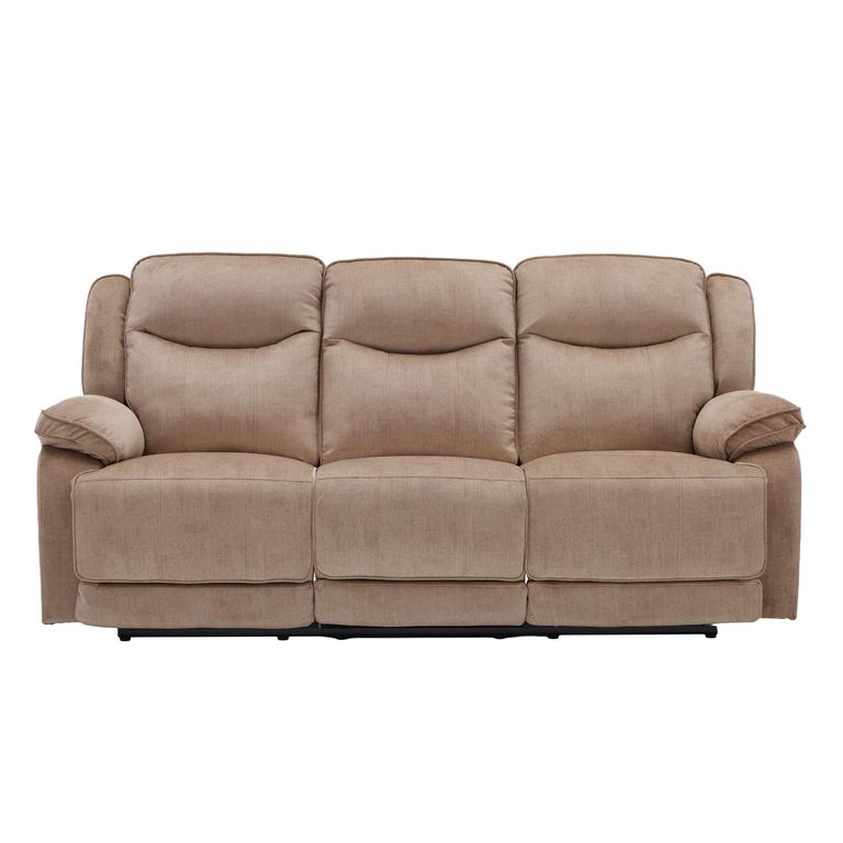 Clayton Recliner Sofa - 3 Seater - Light Brown - Fabric