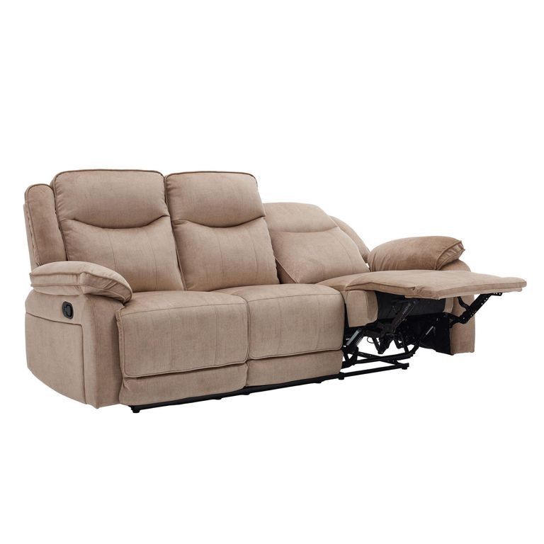 Clayton Recliner Sofa - 3 Seater - Light Brown - Fabric