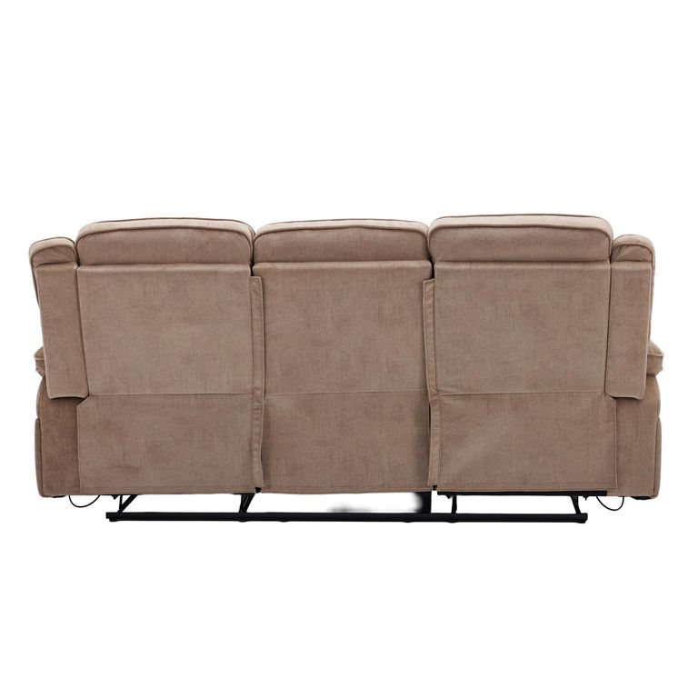Clayton Recliner Sofa - 3 Seater - Light Brown - Fabric