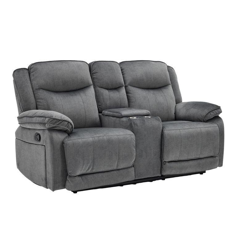 Clayton Recliner Sofa - with Console - 2 Seater - Grey - Fabric