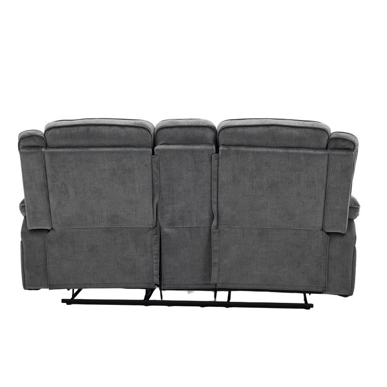 Clayton Recliner Sofa - with Console - 2 Seater - Grey - Fabric