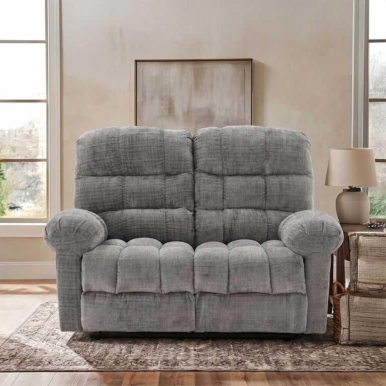 Cloud Manual Recliner Sofa - 2 Seater - Grey - Fabric