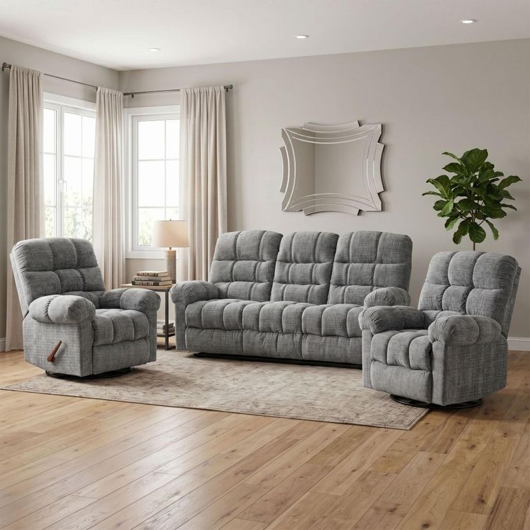 Cloud Manual Recliner Sofa Suite - 3+1+1 Seater - Grey - Fabric