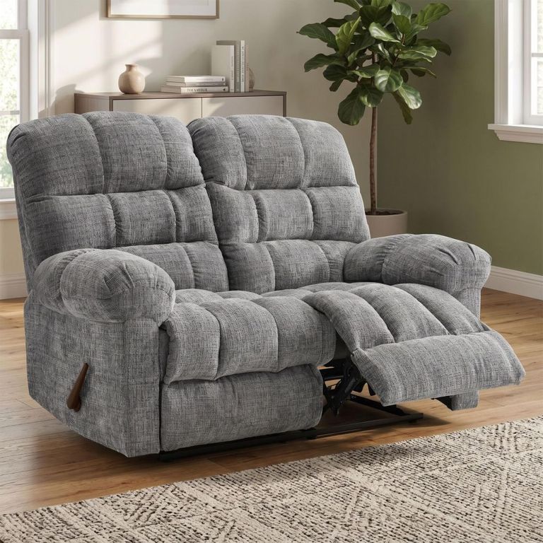 Cloud Manual Recliner Sofa - 2 Seater - Grey - Fabric