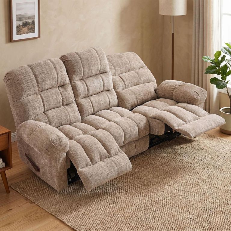 Cloud Manual Recliner Sofa - 3 Seater - Beige - Fabric