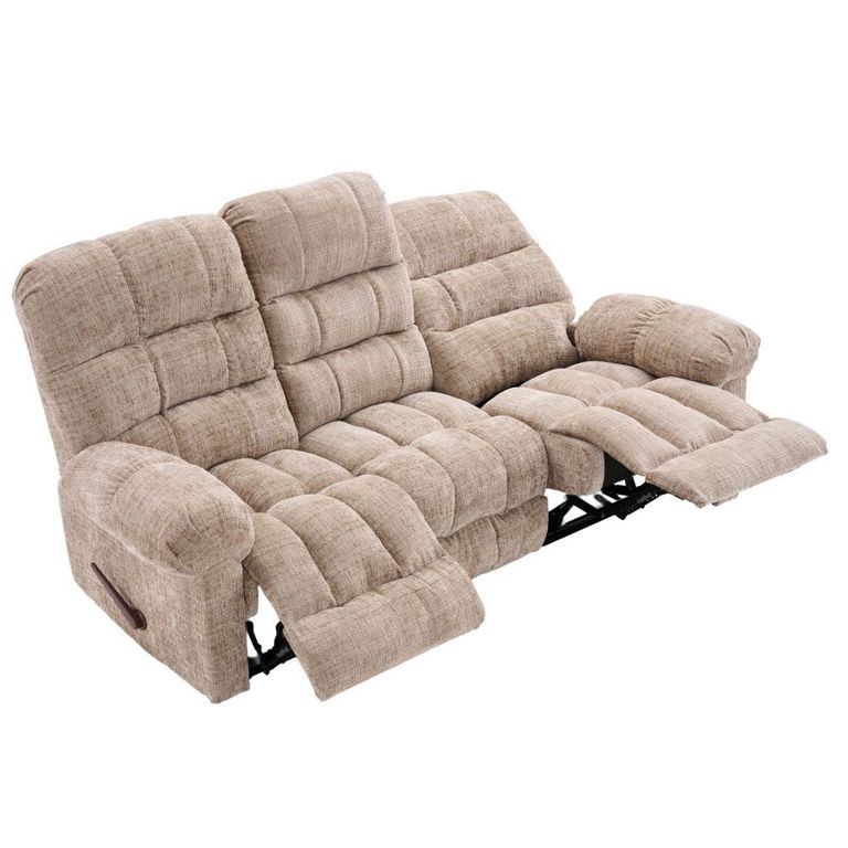Cloud Manual Recliner Sofa - 3 Seater - Beige - Fabric