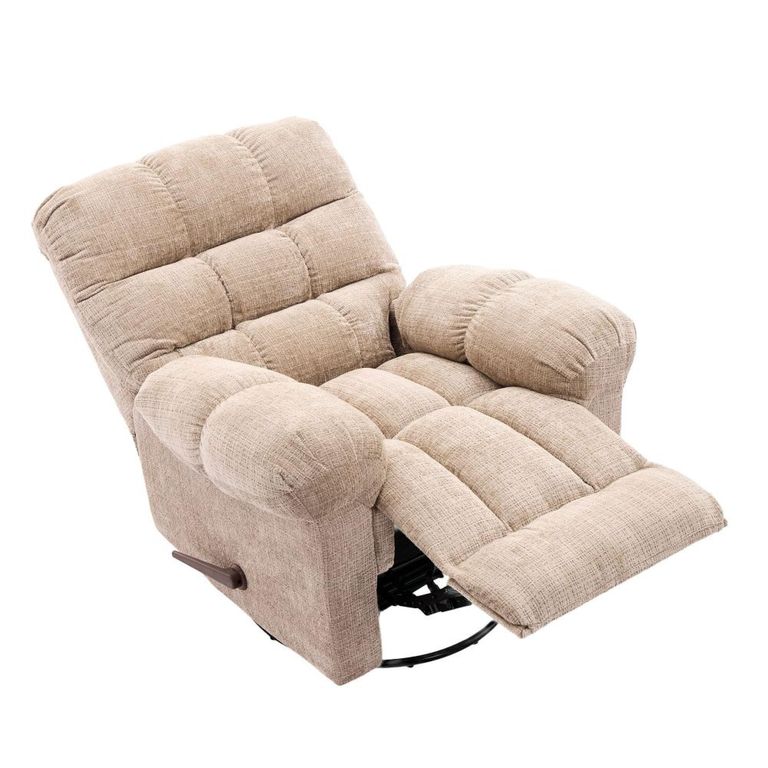 Cloud Swivel Manual Recliner Armchair - Beige - Fabric