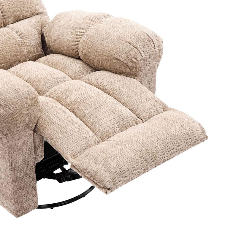 Cloud Swivel Manual Recliner Armchair - Beige - Fabric