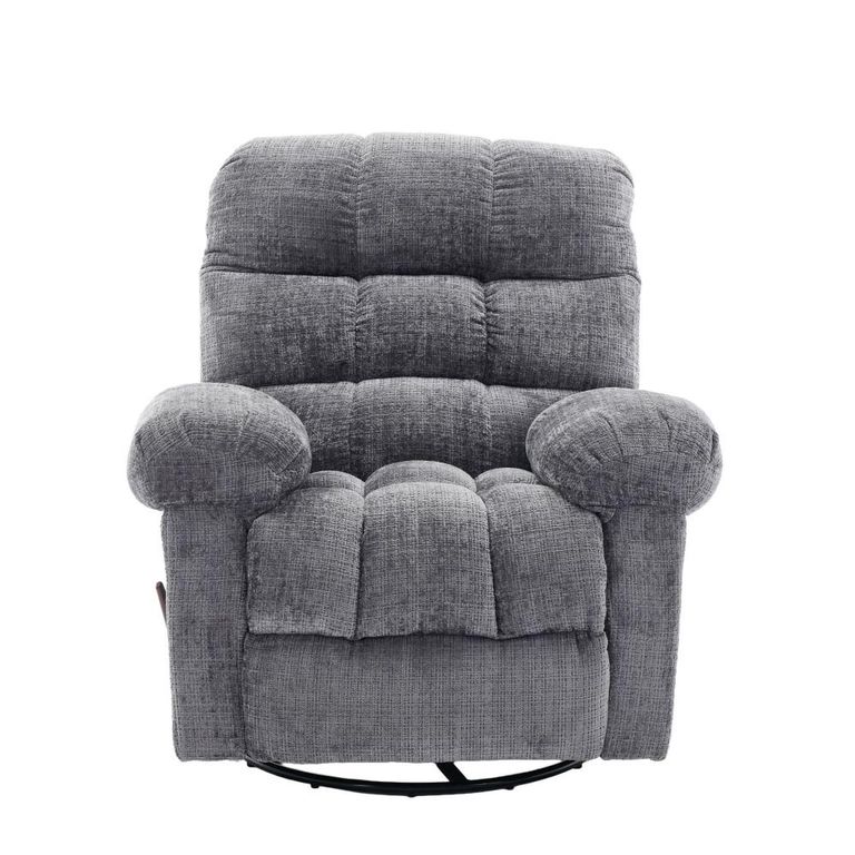 Cloud Swivel Manual Recliner Armchair - Grey - Fabric