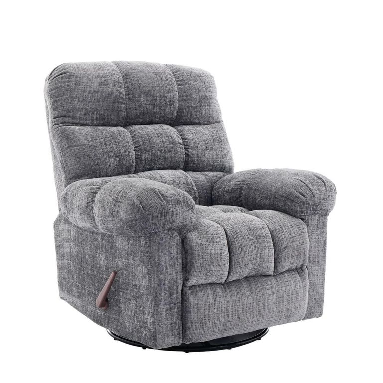 Cloud Swivel Manual Recliner Armchair - Grey - Fabric