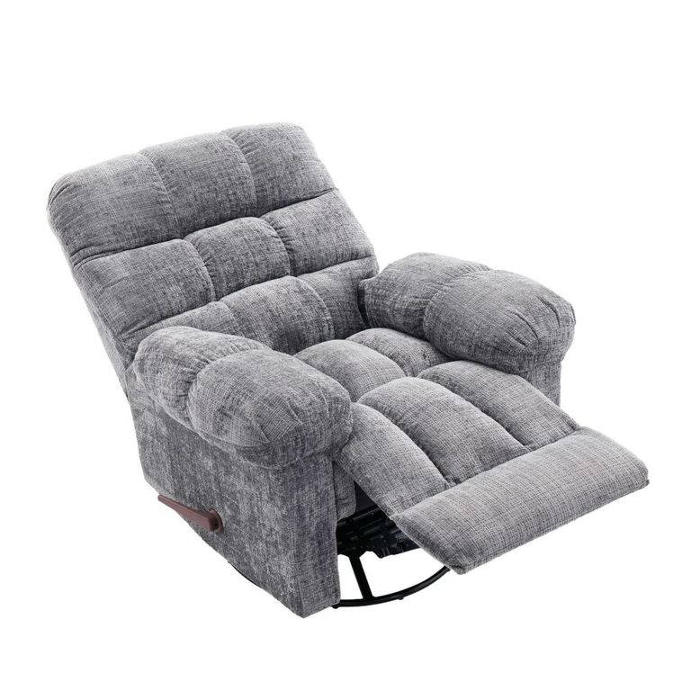Cloud Swivel Manual Recliner Armchair - Grey - Fabric