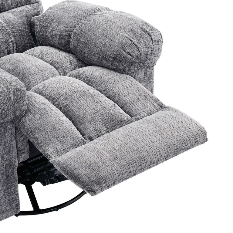 Cloud Swivel Manual Recliner Armchair - Grey - Fabric