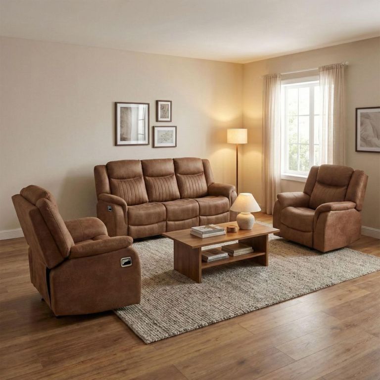 Darlington Recliner Sofa Suite - 3+1+1 Seater - Warm Tan - Fabric