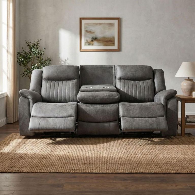 Darlington Recliner Sofa - 3 Seater - Slate Grey - Fabric