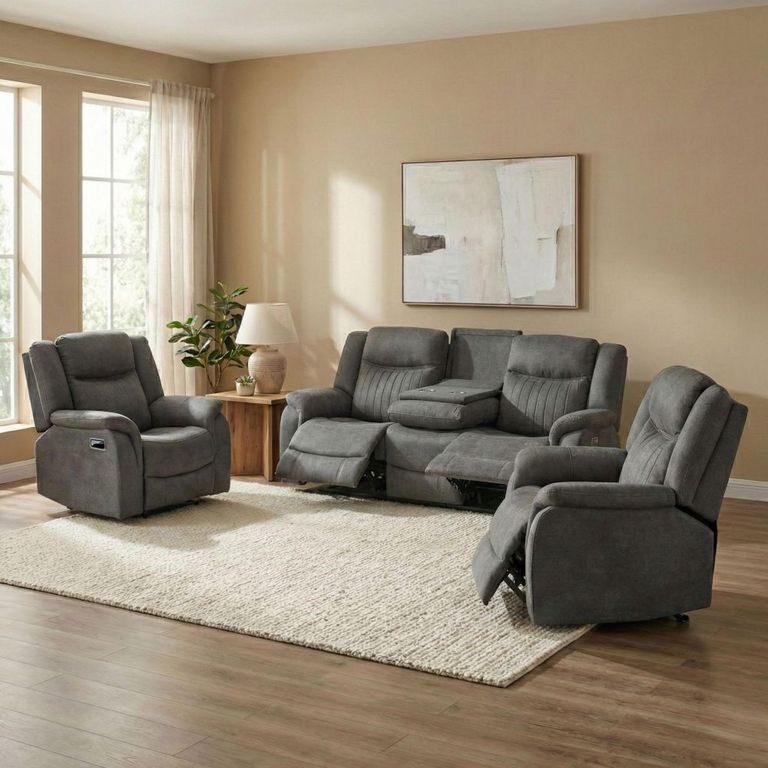 Darlington Recliner Sofa Suite - 3+1+1 Seater - Slate Grey - Fabric