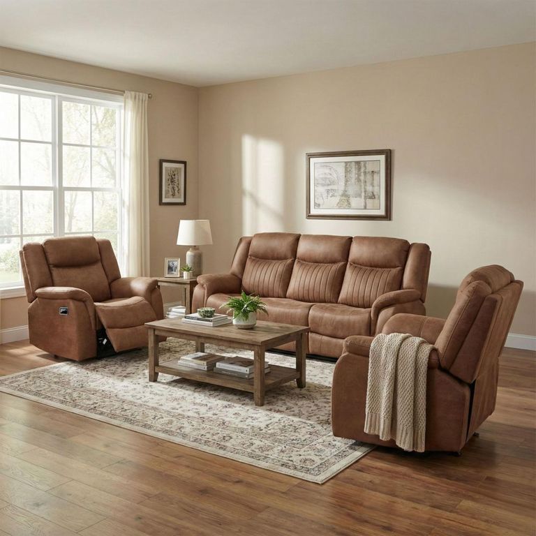 Darlington Recliner Sofa Suite - 3+1+1 Seater - Warm Tan - Fabric