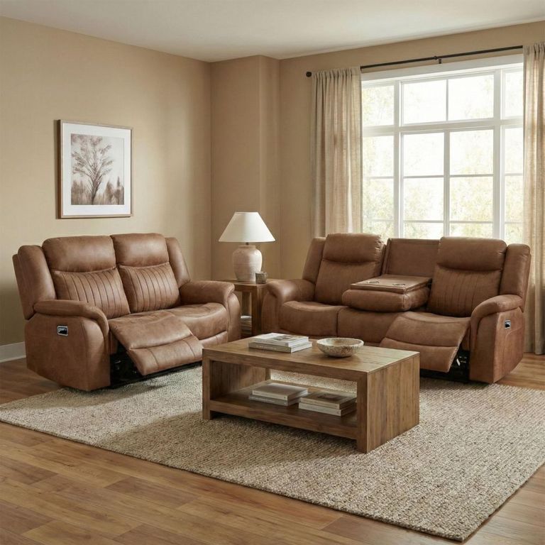 Darlington Recliner Sofa Suite - 3+2 Seater - Warm Tan - Fabric