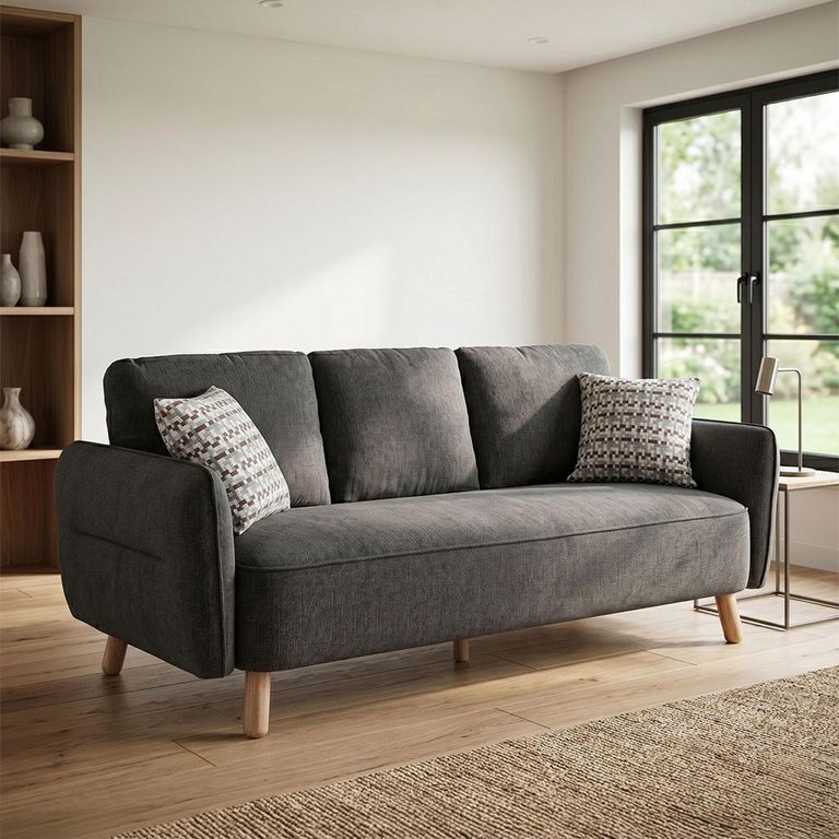 Georgia Sofa - 3 Seater - Dark Grey - Fabric