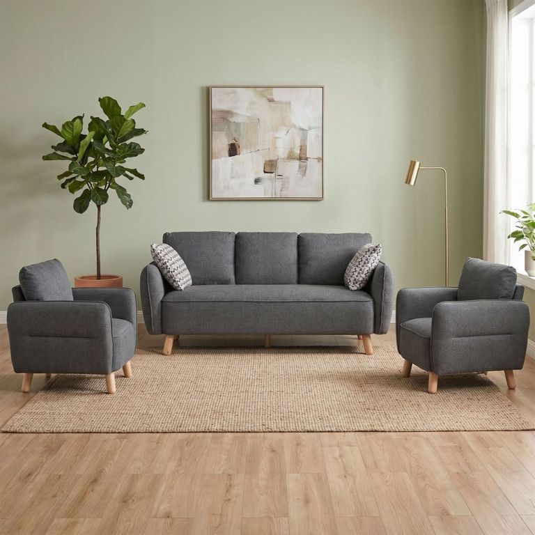 Georgia Sofa Suite - 3+1+1 Seater - Dark Grey - Fabric