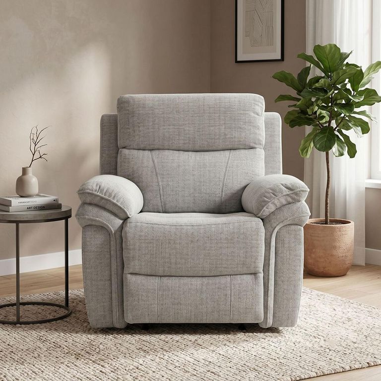 Harrow Electric Recliner Armchair - Light Grey - Fabric