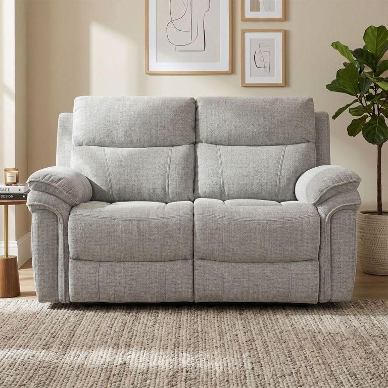 Harrow Electric Recliner Sofa - 2 Seater - Light Grey - Fabric