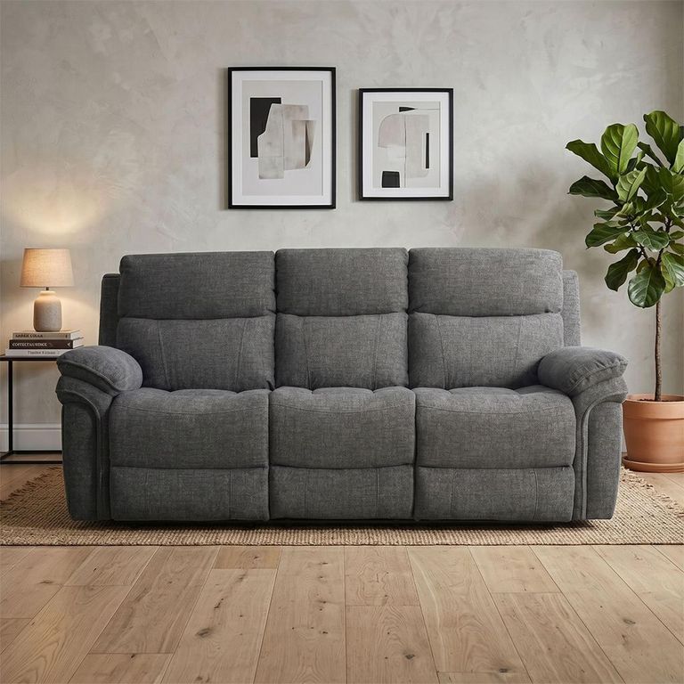 Harrow Electric Recliner Sofa - 3 Seater - Dark Grey - Fabric