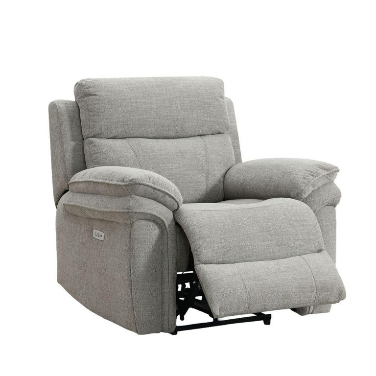 Harrow Electric Recliner Armchair - Light Grey - Fabric