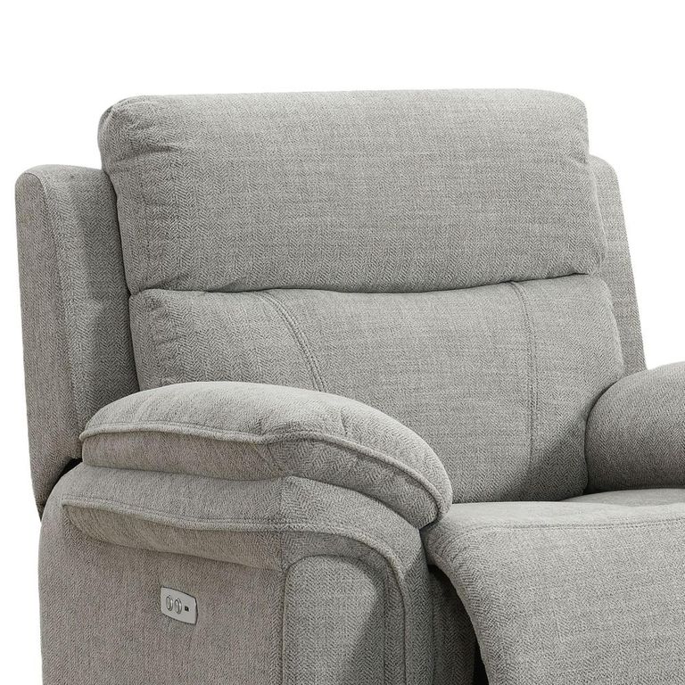Harrow Electric Recliner Armchair - Light Grey - Fabric