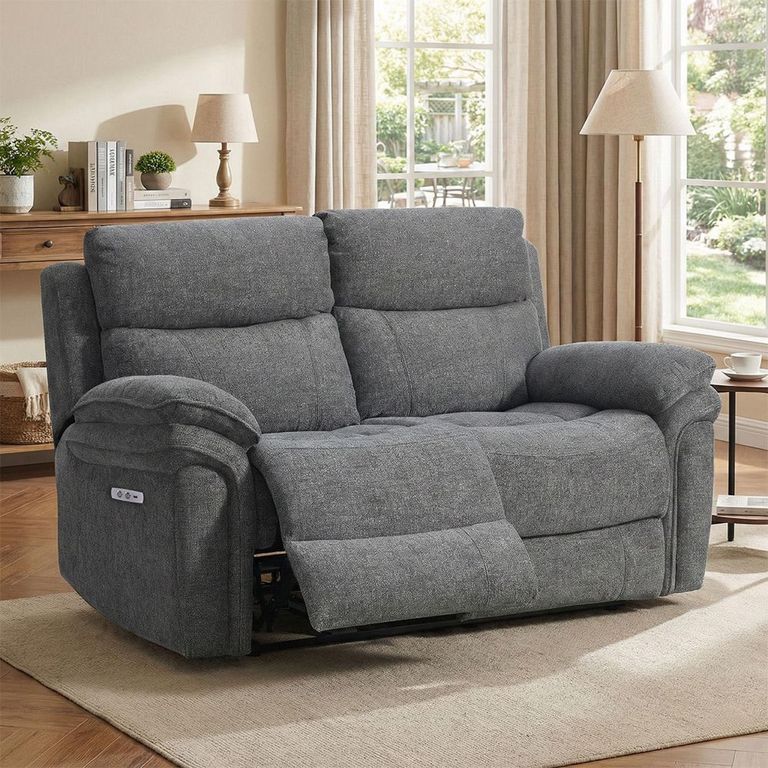 Harrow Electric Recliner Sofa - 2 Seater - Dark Grey - Fabric