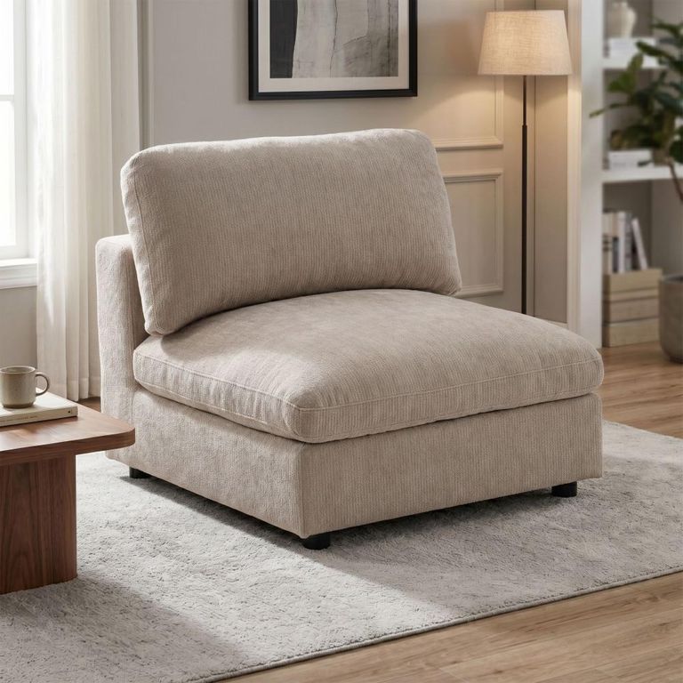 Haven Armless Chair - Biscuit - Fabric