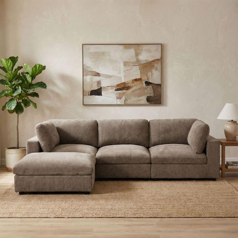 Haven Modular Sofa Suite - 3 Seater - with Footstool - Hazelnut - Fabric