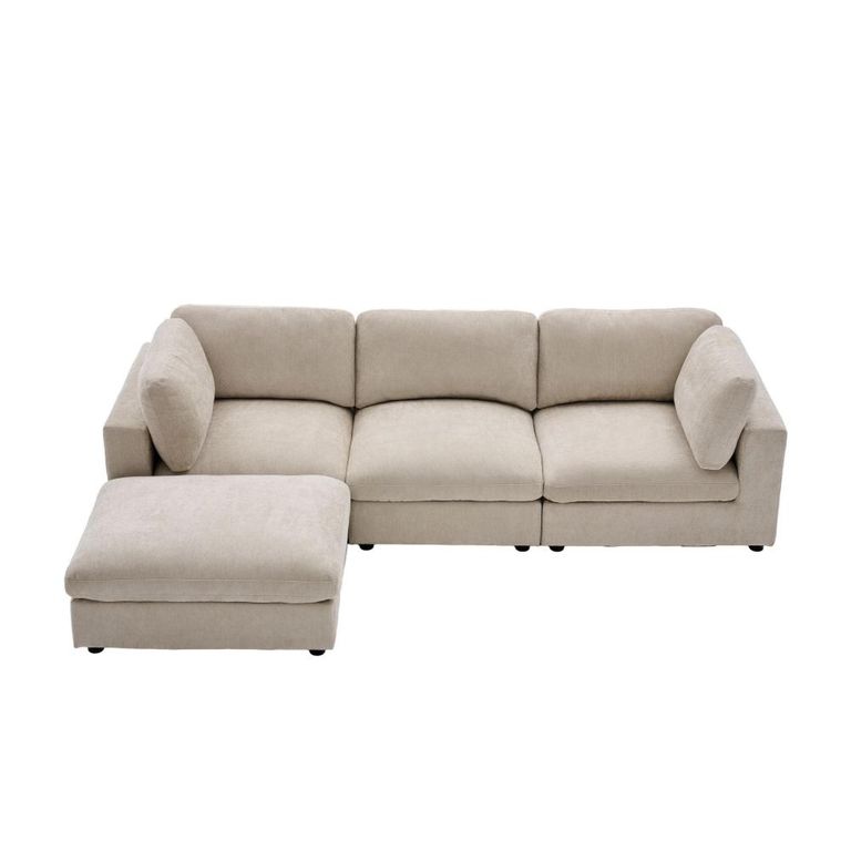 Haven Modular Sofa Suite - 3 Seater - with Footstool - Biscuit - Fabric