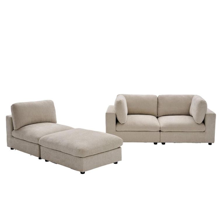 Haven Modular Sofa Suite - 3 Seater - with Footstool - Biscuit - Fabric
