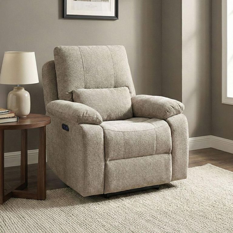Knightsbridge Electric Recliner Armchair - Fossil - Fabric