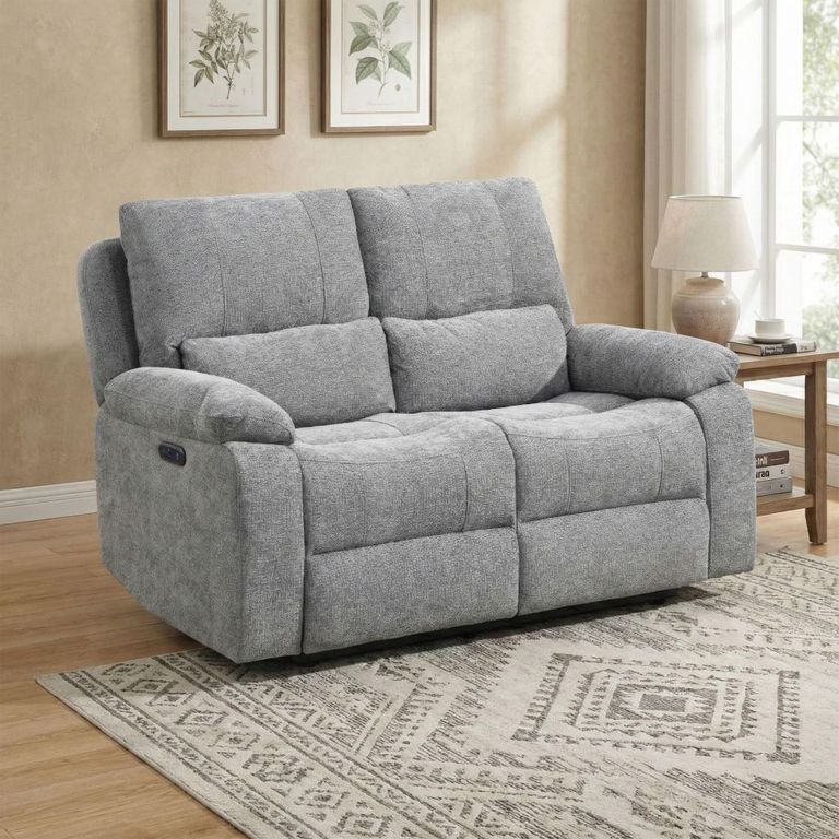 Knightsbridge Electric Recliner Sofa - 2 Seater - Granite - Fabric
