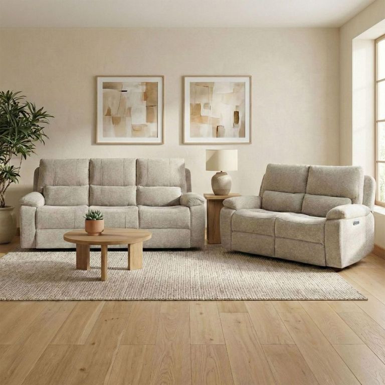 Knightsbridge Electric Recliner Sofa Suite - 3+2 Seater - Fossil - Fabric