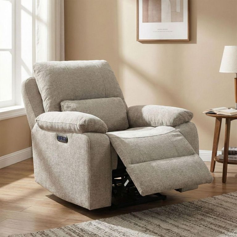 Knightsbridge Electric Recliner Armchair - Fossil - Fabric
