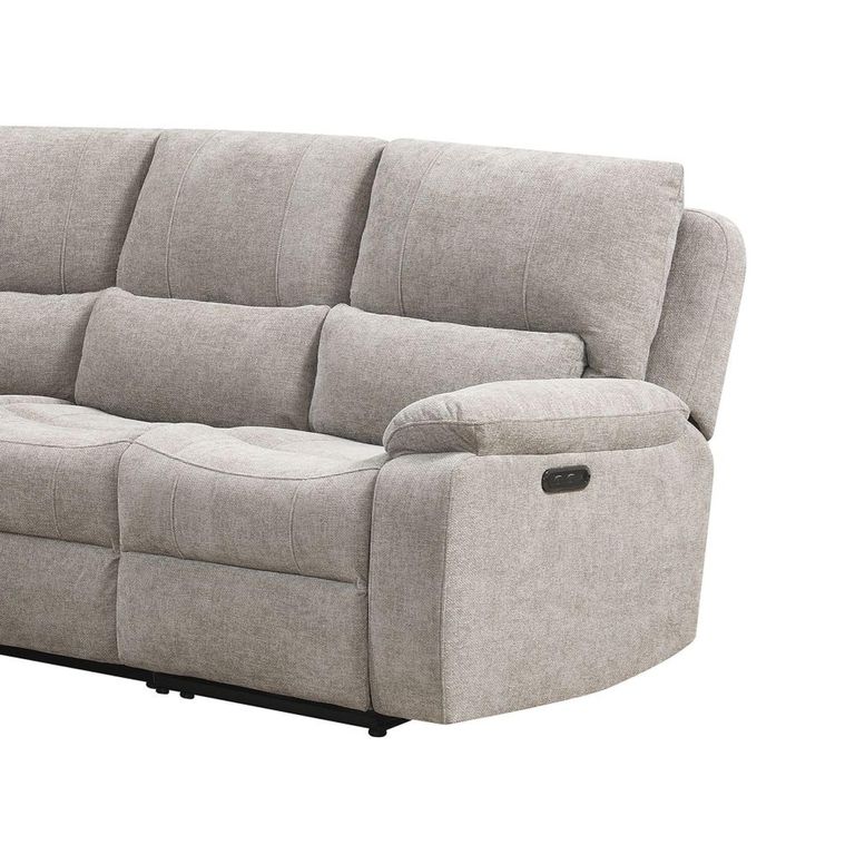 Knightsbridge Electric Recliner Corner Sofa - with Storage Console - Fossil - Fabric