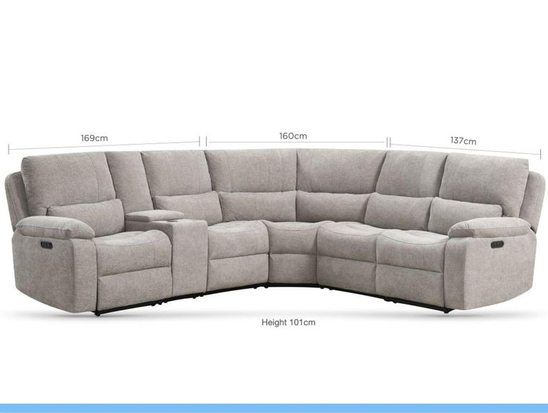 Knightsbridge Electric Recliner Corner Sofa - with Storage Console - Fossil - Fabric
