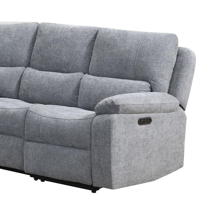 Knightsbridge Electric Recliner Corner Sofa - with Storage Console - Granite - Fabric