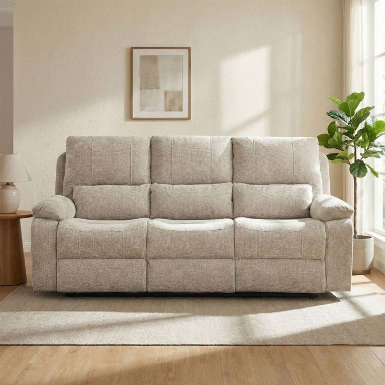 Knightsbridge Electric Recliner Sofa - 3 Seater - Fossil - Fabric